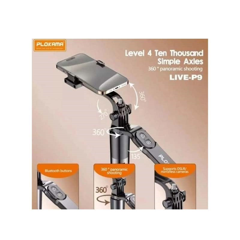 Plokama Live Broadcast Selfi Stand With Rechargable Selfie - 1700mm Plokama Live Broadcast Selfi Stand With Rechargable Selfie - 1700mm